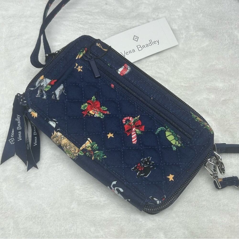Vera Bradley Holiday Weekender Travel Bag & Crossbody Snow Globe Motifs Xmas NWT - Picture 7 of 11